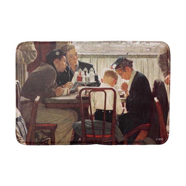 Saying Grace by Norman Rockwell Bathroom Mat (Front)