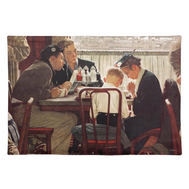 Saying Grace by Norman Rockwell Cloth Placemat (Front)