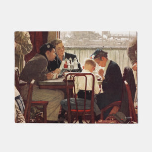 Saying Grace by Norman Rockwell Doormat