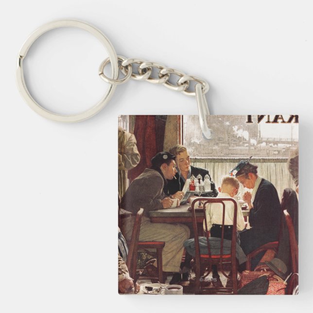 Saying Grace by Norman Rockwell Keychain (Front)