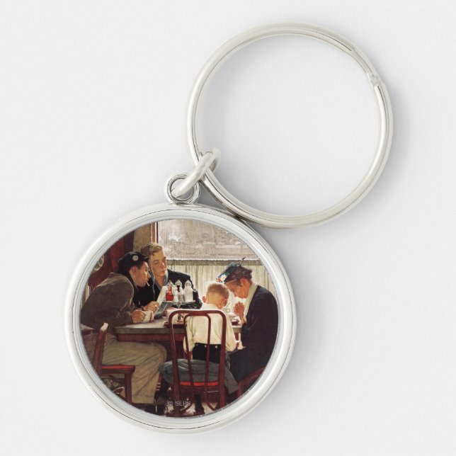 Saying Grace by Norman Rockwell Keychain (Front)