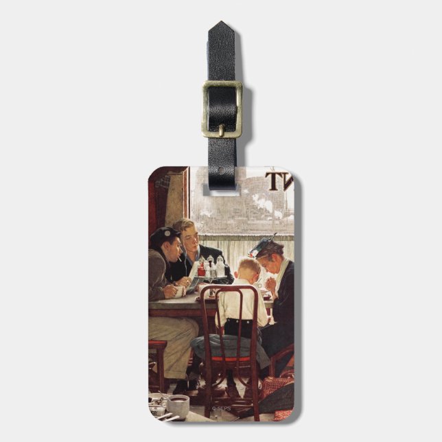 Saying Grace by Norman Rockwell Luggage Tag (Front Vertical)