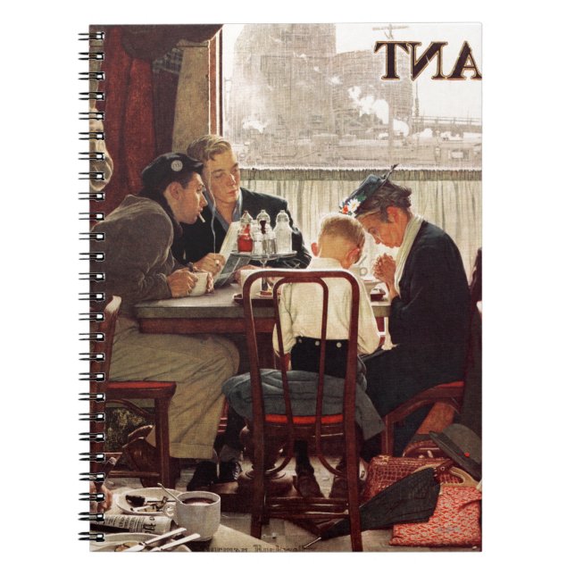 Saying Grace by Norman Rockwell Notebook (Front)