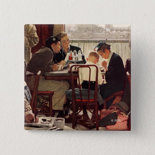 Saying Grace by Norman Rockwell Pinback Button