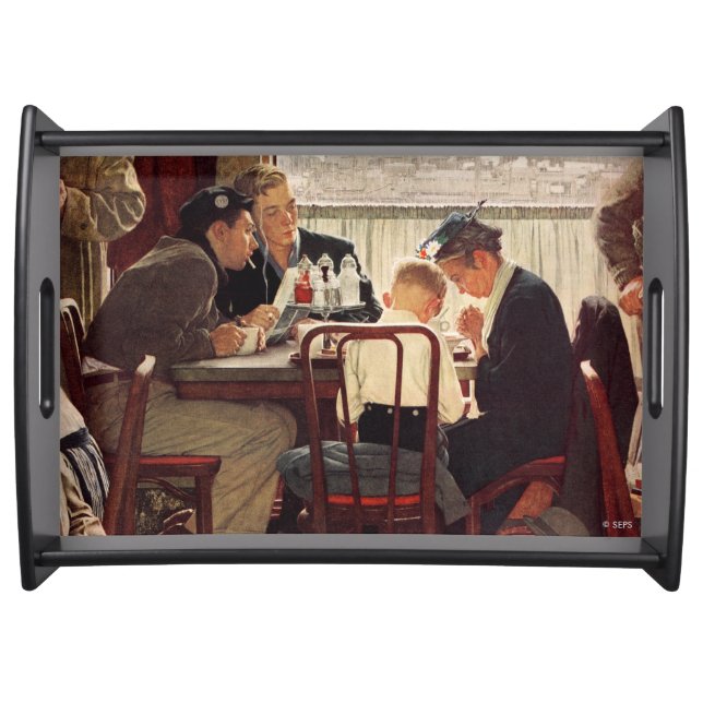 Saying Grace by Norman Rockwell Serving Tray (Front)