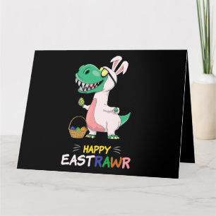 Saying Greetings Dinosaur Bunny Egg Happy Easter S Card