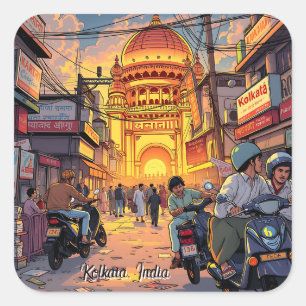 Saying Hello from India Kolkata Square Sticker