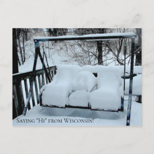 Saying Hi from Wisconsin Snowy Day Postcard