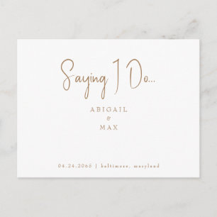 Saying I Do Photo Gold & White Save the Date Postcard