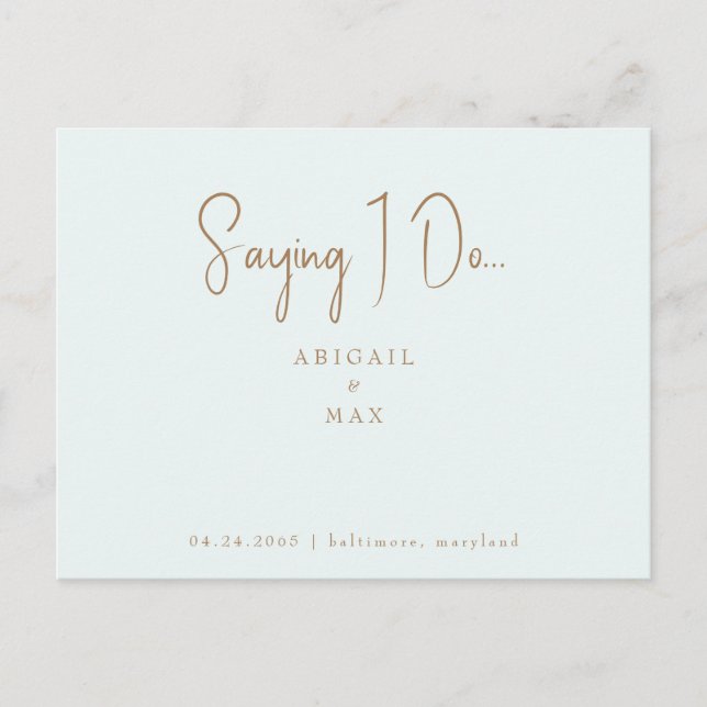 Saying I Do Photo Wedding Save the Date Postcard (Front)