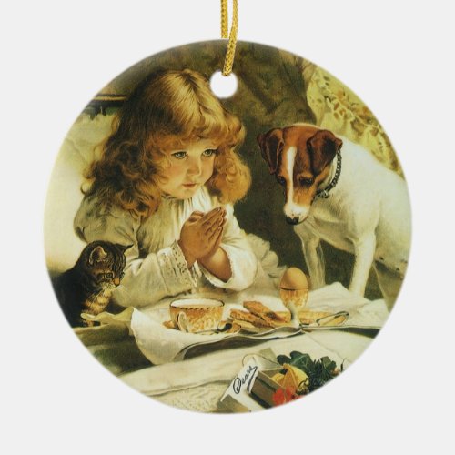 Saying Our Prayers Suspense Charles Burton Barber Ceramic Ornament