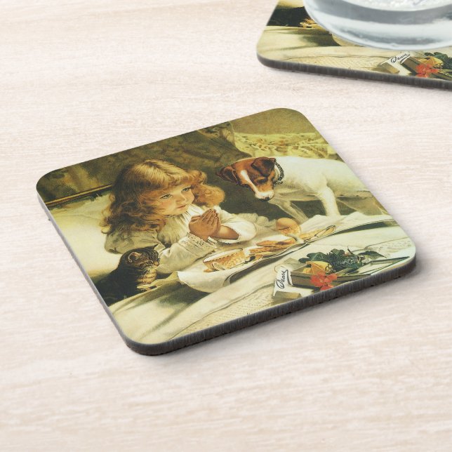 Saying Our Prayers, Suspense Charles Burton Barber Coaster (Left Side)