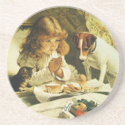 Saying Our Prayers Suspense Charles Burton Barber Drink Coaster