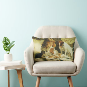 Saying Our Prayers, Suspense Charles Burton Barber Lumbar Pillow