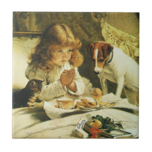 Saying Our Prayers, Suspense Charles Burton Barber Tile