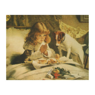 Saying Our Prayers, Suspense Charles Burton Barber Wood Wall Art