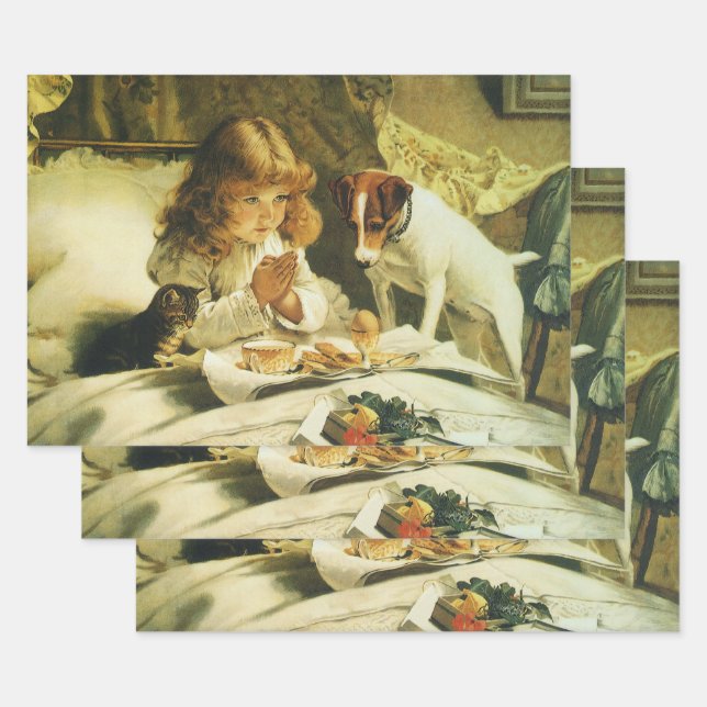 Saying Our Prayers, Suspense Charles Burton Barber Wrapping Paper Sheets (Set)