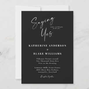 Saying Yes Black Elegant No Parents Wedding   Invitation