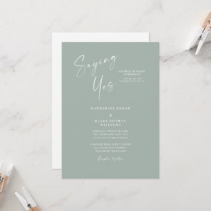 Saying Yes Sage Elegant Bride Parents Wedding Invitation