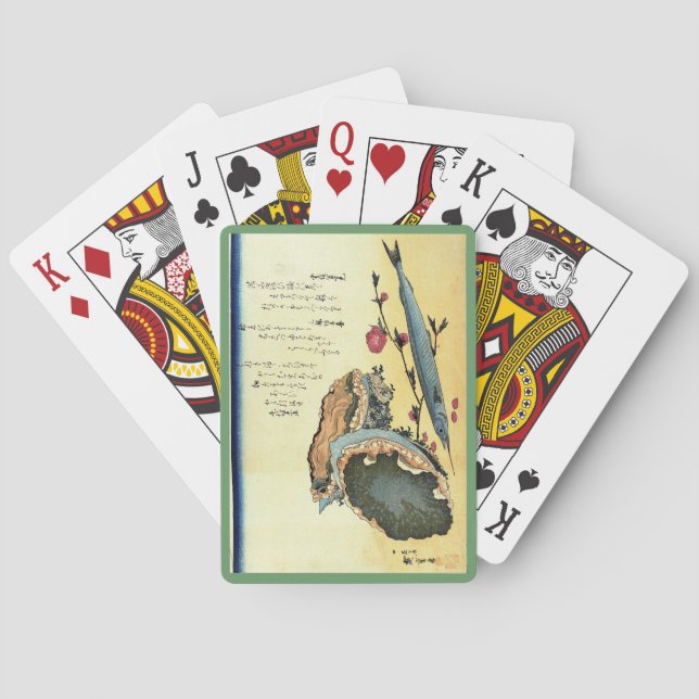 Sayori & Awabi (Halfbeak, Abalone) Hiroshige Fish Poker Cards (Back)