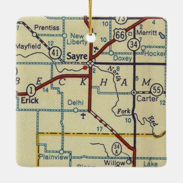 Sayre Oklahoma Ceramic Ornament (Back)