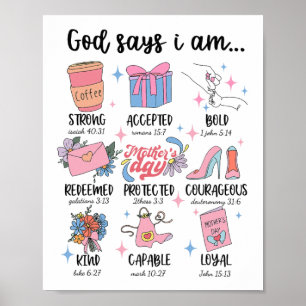 Says I Am Mothers Day Christian Motivation Mom Jes Poster