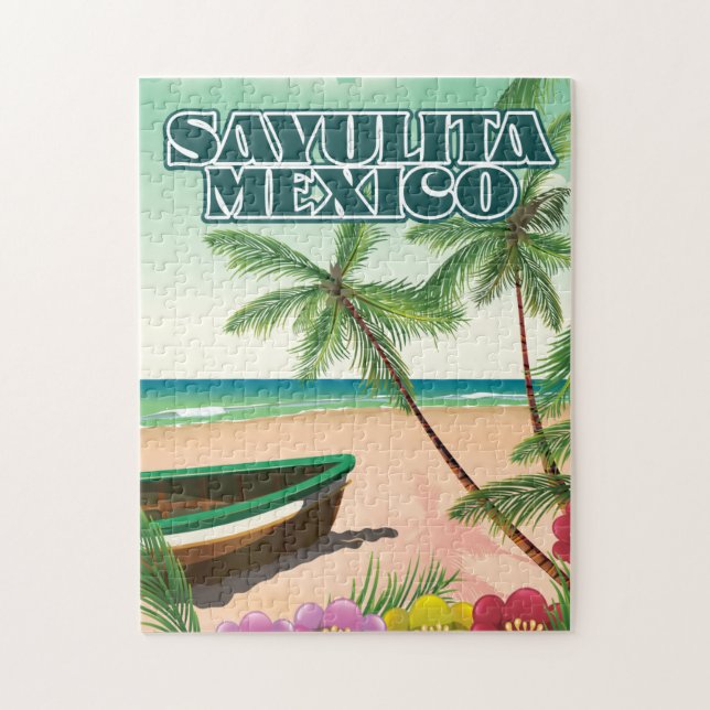 Sayulita Mexico beach poster Jigsaw Puzzle (Vertical)