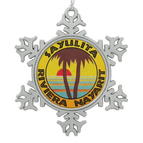 Sayulita Mexico Riviera Nayarit Surfing Surf Snowflake Pewter Christmas Ornament