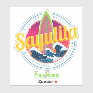 Sayulita Mexico Surfer Vintage Wave Sunset Bigwave Sticker