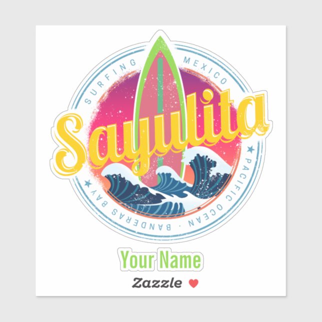 Sayulita Mexico Surfer Vintage Wave Sunset Bigwave Sticker (Sheet)