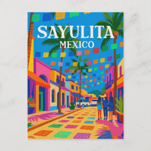 Sayulita Mexico Vintage Vibrant Street Postcard