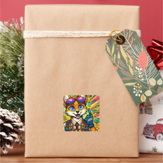 SBD6 Ah-Ha Fox Square Sticker