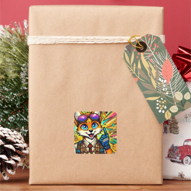 SBD6 Ah-Ha Fox Square Sticker (Holiday)