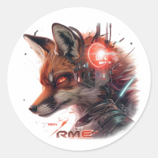 SBD6 Red Tech Fox Classic Round Sticker