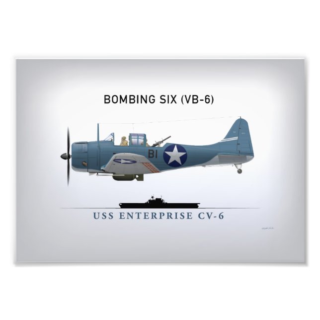 SBD Dauntless Dive Bomber of Bomber Six (VB-6) Photo Print (Front)
