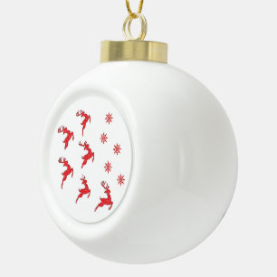 Sbowflake Framed Ball Shape Ornament - Reindeers 