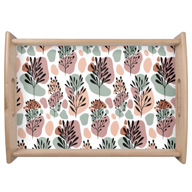 Sbstract leaves and organic shapes serving tray (Front)