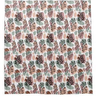 Sbstract leaves and organic shapes shower curtain