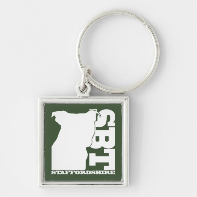 SBT Keychain Olive  Staffordshire Bull Terrier (Front)