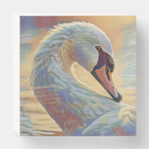 *~* SC1 Pastel Beautiful White Swan Wooden Box Sign