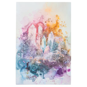*~*SC3 Pastel FLOWERS  Floral Mandala  Crystals Metal Print
