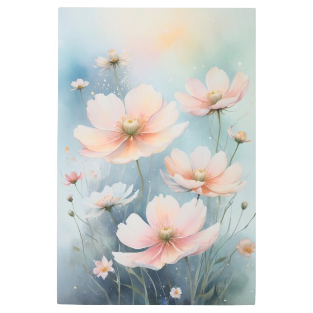 *~* SC6 Semi Transparent Ethereal Cosmos Flowers Metal Print (Front)