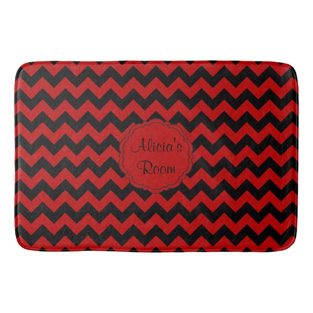 SC Chevron Bath Mat-Red-Black Bathroom Mat (Front)