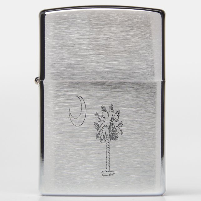 SC Flag on Brushed Chrome Zippo Lighter (Front)