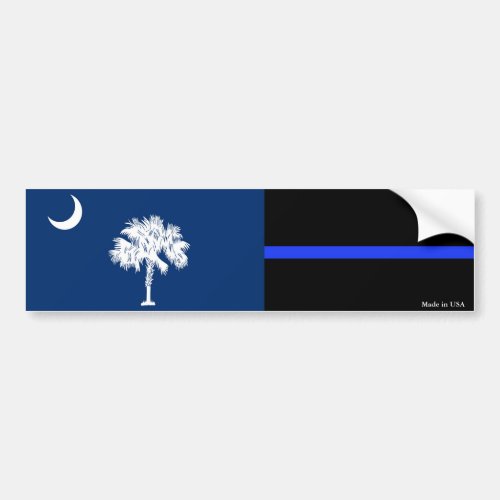 SC Flag  Police Thin Blue Line Bumper Sticker