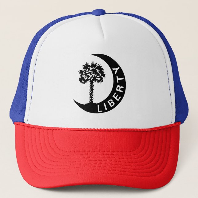 SC Liberty Palm and Crescent Moon Moultrie Flag Trucker Hat (Front)