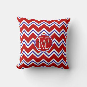 SC Monogram Chevron,Red White Blue- Square Pillow