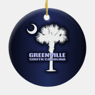 SC Palmetto & Crescent (Greenville) Ceramic Ornament