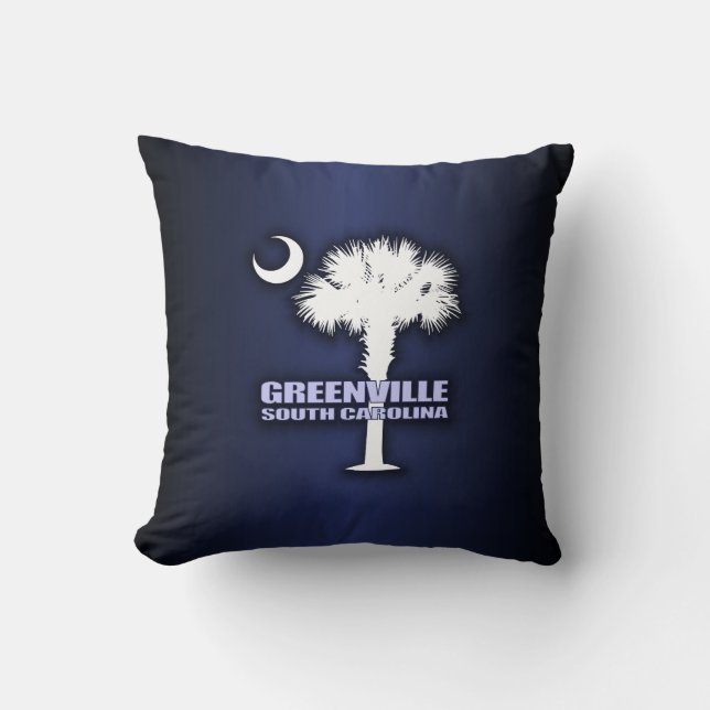 SC Palmetto & Crescent (Greenville) Throw Pillow (Front)