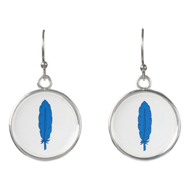 SCA Clan Blue Feather Earrings (Front)